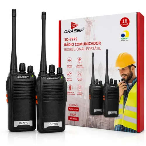 Kit 2 Rádios Comunicador Portátil Profissional 6Km 8Hrs - Novo