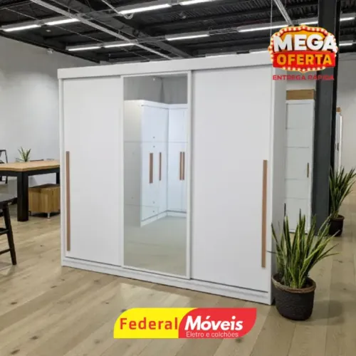 Guarda Roupa c/ Espelho 3 Portas 6 Gavetas - Promoção Imperdível!