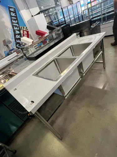 Bancada inox com 2 cubas - pronta entrega