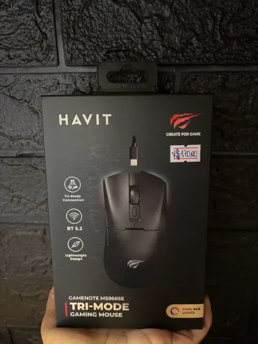 Mouse Gamer Havit 10.000 - Conexões BT - 2.4GHz e Com fio
