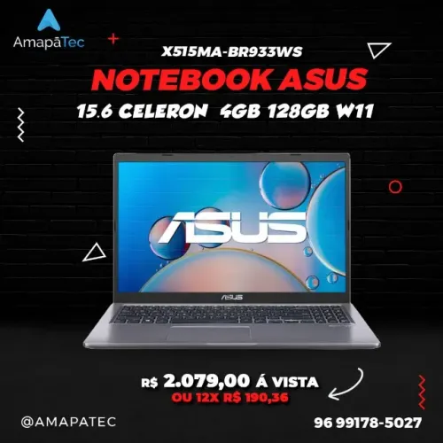 Notebook Asus Intel Celeron  4gb Ram 128GB SSD WINDOWS 11 Home Tela 15,6?