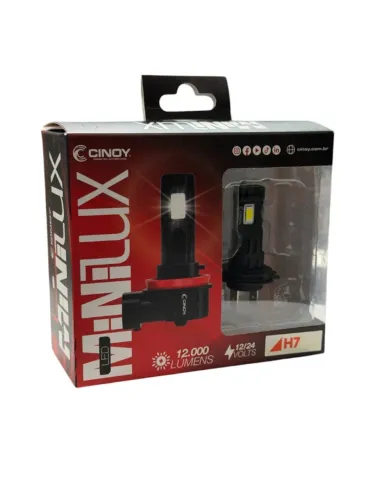 Kit Lampada Super Led 1:1 Cinoy H7 24v Caminhão 12000 Lumens
