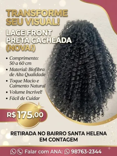 Lace preta nova biofibra extensão 50a a 60 cm