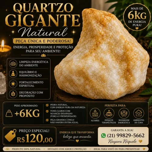 PEDRA QUARTZO GIGANTE +6KG ? PEÇA ÚNICA E PODEROSA