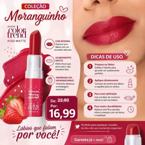 Batom moranguinho kiss matte