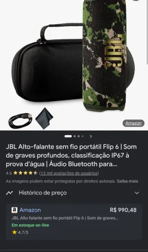 Caixa JBL Flip 6 a prova d'água