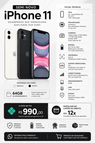 iPhone 11 - semi novo