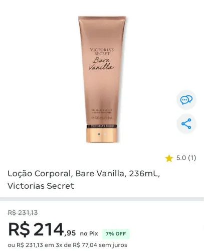 HIDRATANTE BARE VANILLA VICTORIA?S SECRETS