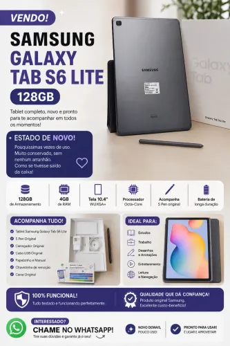 TABLET SAMSUNG GALAXY TAB S6 LITE 128GB À VENDA!
