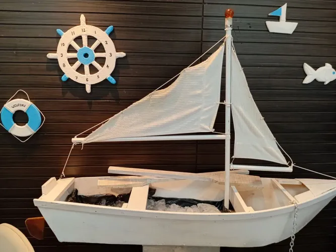 Barco decoração e bebidas