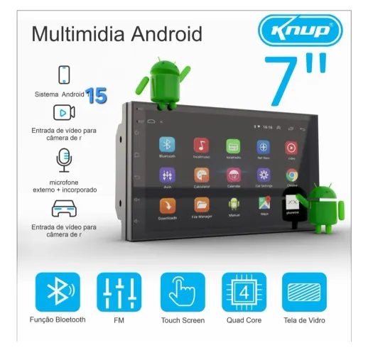 Central multimídia Android 15 com Android AUTO / Car PLAY