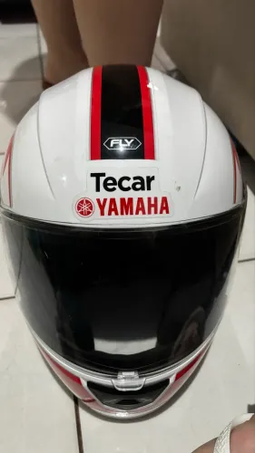 Capacete Fly F-9 Branco/Vermelho - Tam. 58 (Apenas 10 usos - Impecável)