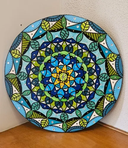 Mandala Artesanal em Madeira (50 cm) - NOVA