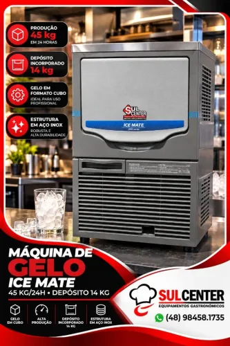 Máquina de Gelo Ice Mate 45kg/24h - Depósito 14kg
