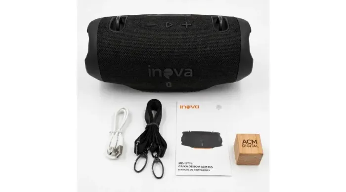 Caixa de Som Bluetooth Inova 16W IPX6 Prova d'Água TWS FM USB - Preta - Nova