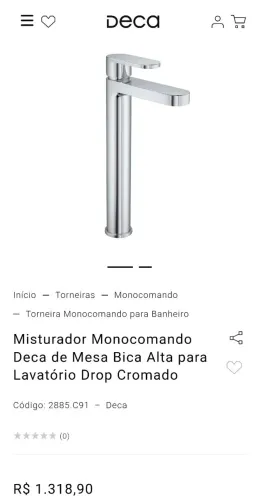 Torneira DECA lavatório mesa mono comando MACIÇA