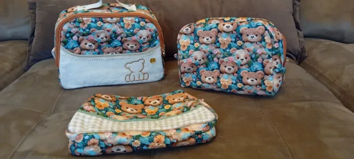 Kit 3 Nécessaires Organizadoras Estampadas (Ursinho)