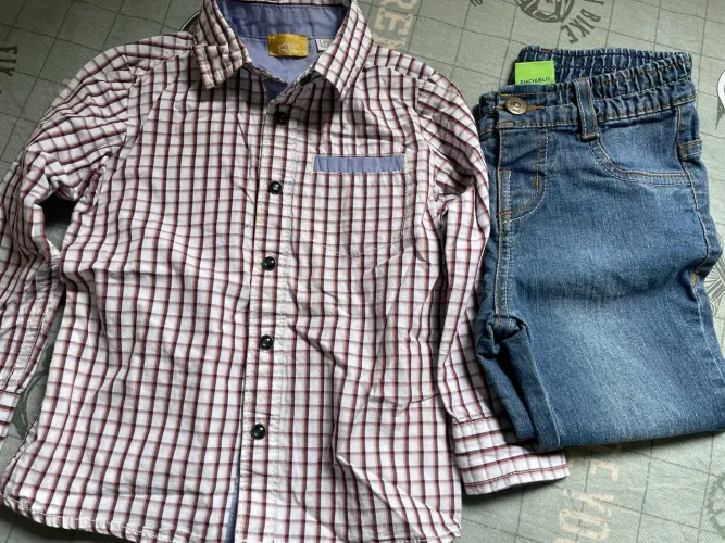 Camisa xadrez Chicco + calça jeans 3 anos