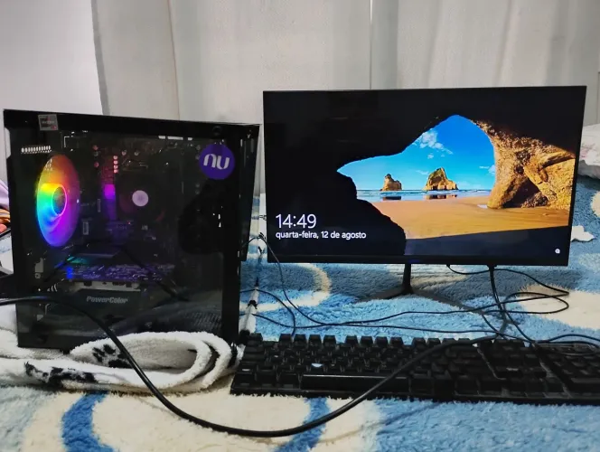 Computador Gamer RRyzen 5 5500 RX 6500xt 4GB 16G monitor 24 B RAM 1TB SSD
