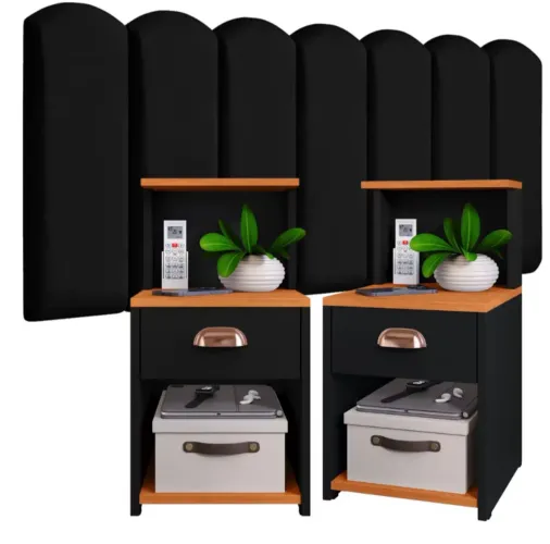 Conjunto de cabeceira em módulos nuvem + mesa 