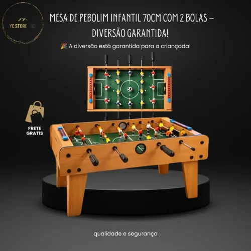 MESA DE PEBOLIM INFANTIL 70CM COM 2 BOLAS - DIVERSÃO GARANTIDA!