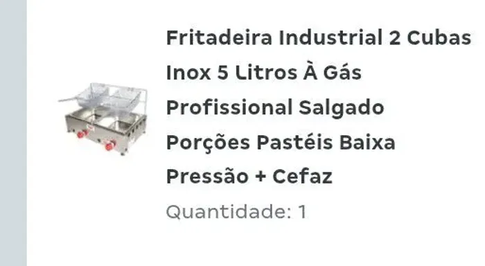 Tacho fritador 3l + fritadeira cuba 5 litros a gás R$ 700,00