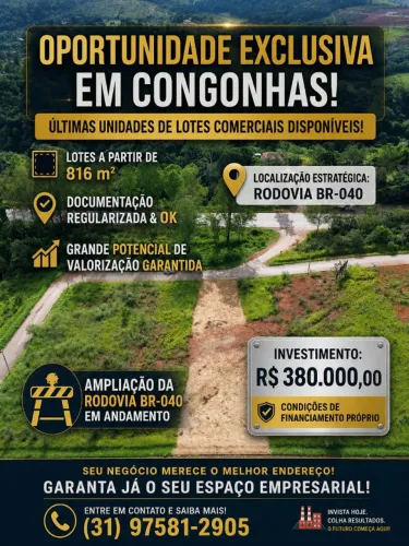 Oportunidade Lotes comerciais a venda em Congonhas 