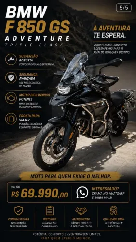 BMW F 850 GS Premium Triple Black 2023 | Baixa KM | Impecável