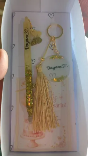 Kit Caneta e Chaveiro Resina 