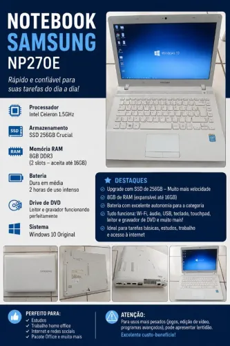 Notebook Samsung NP270E | SSD 256GB + 8GB RAM