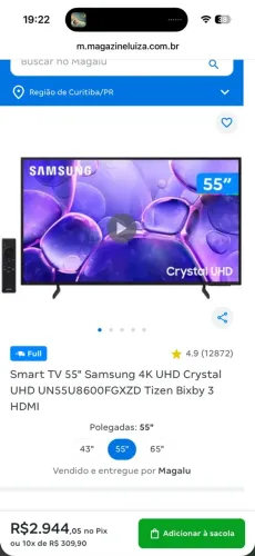 Tv Samsung 55? 4k Crystal