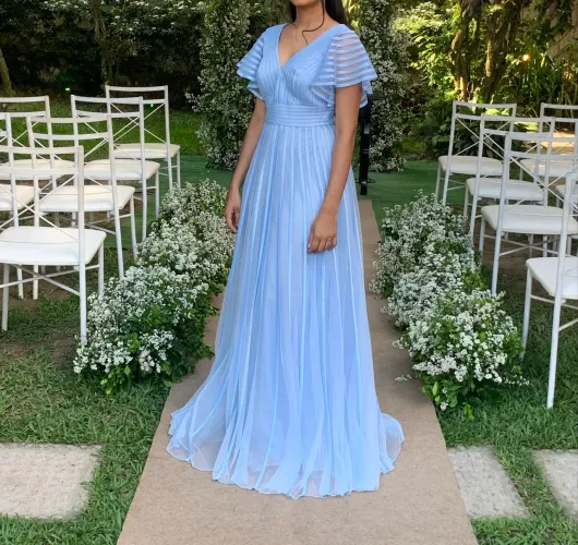 Vestido de festa azul serenity