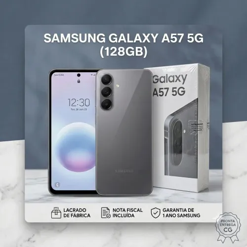 SAMSUNG GALAXY A57 5G (128GB, CINZA) - NOVO LACRADO COM NF E GARANTIA