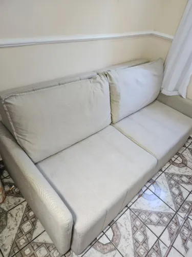 Sofá Cama Baraúna Retrátil e Reclinável 3 lugares 2,00m em Linho CabeCasa MadeiraOriginals