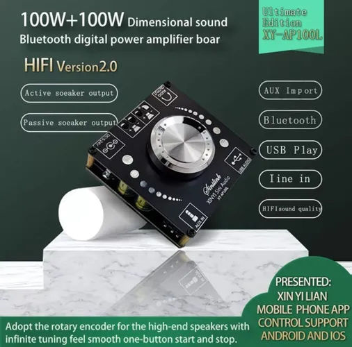 Mini amplificador Digital 200watts Bluetooth,Auxiliar,USB,Fone de ouvido,Out signal