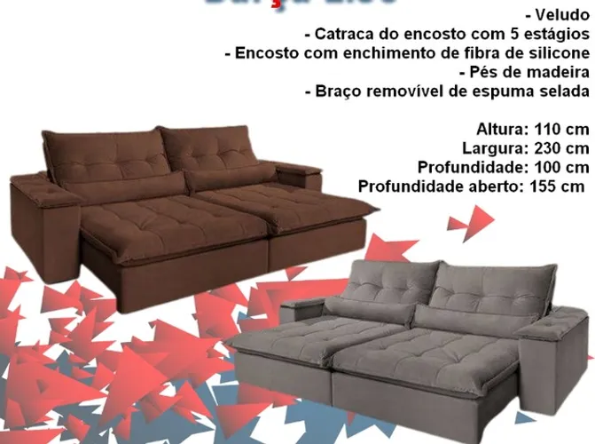 Sala sofá retrátil e reclinável de 230cm