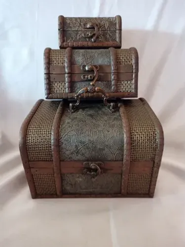 Cj Trio de Baú Baús Miniatura Colecionador Antiguidade Decoração conjunto barato