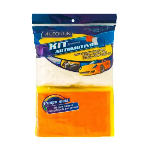 Kit Automotivo Com Flanela Esponja e Estopa - Autoklin