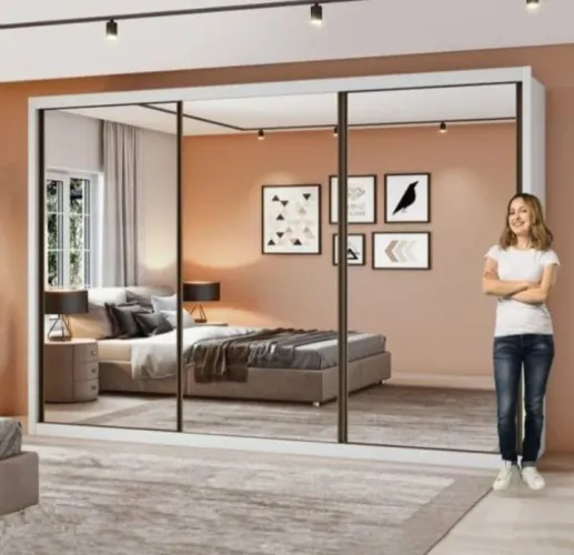 Guarda ROUPAS DE CASAL DIAMANTE 3 PORTAS DE CORRER GIGANTE ESPELHOS INTEIROS 