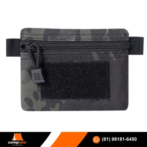Carteira militar em nylon camuflada com velcro e bainhas