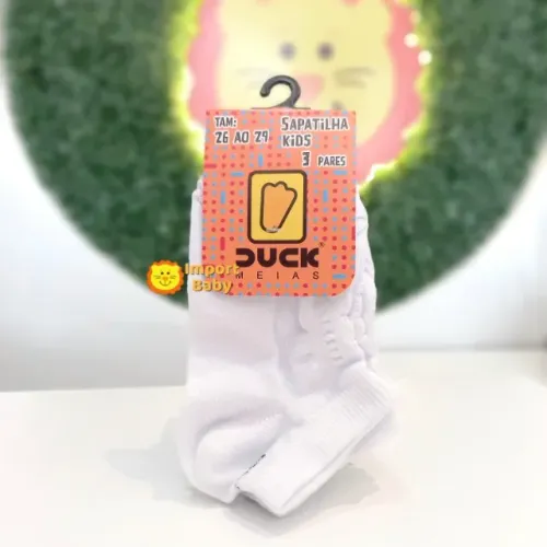 Kit Meia Infantil Branco 3 Pares Tamanho 22-25 e 26-29 - Duck