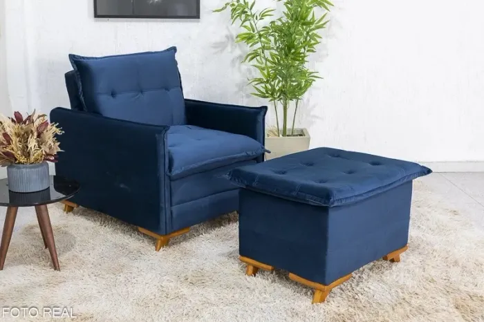 Poltrona Cama Reclinável com Puff rf654
