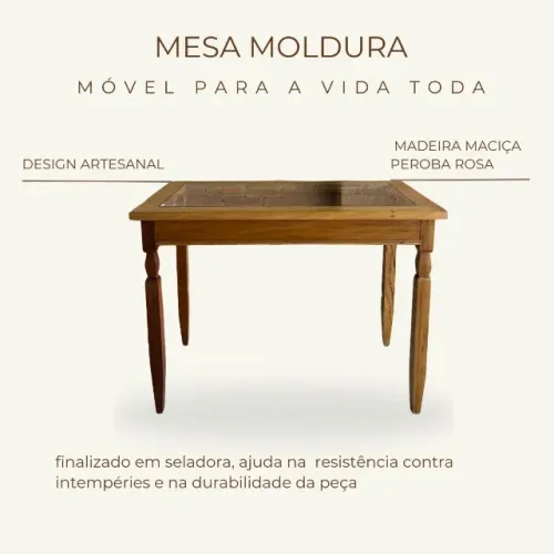 Mesa moldura em madeira de demolição 