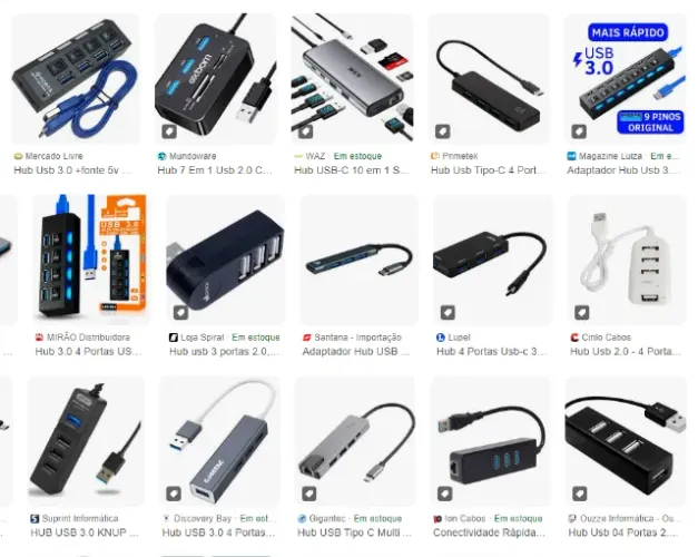 Hub USB de Vários Modelos - Tipo C, HDMi, USB Normal, OTG