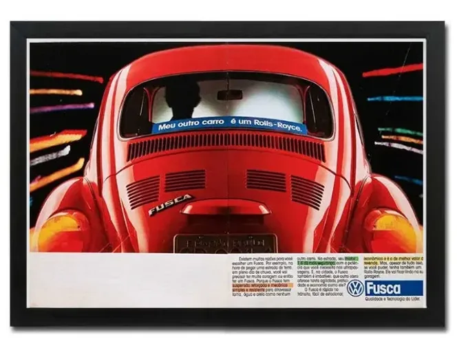 Fusca 1985 - Quadro decorativo com propaganda original de revista