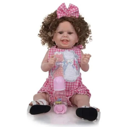 Boneca Bebê Reborn Menina INTEIRA EM SILICONE 