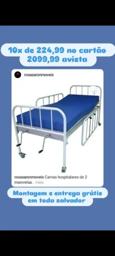 Compre no boleto a Cama fawler com 2 Manivelas