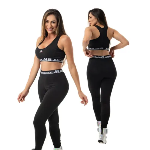 Conjunto de treino feminino Fitnnes preto - Mallbeck