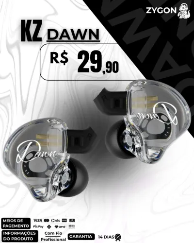 [NOVO] Fone de Ouvido KZ DAWN Profissional - Garantia 14 Dias