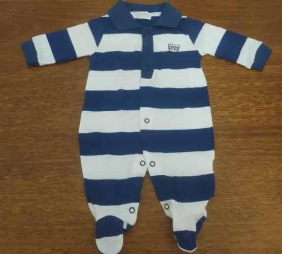 Macacão Infantil Branco E Azul